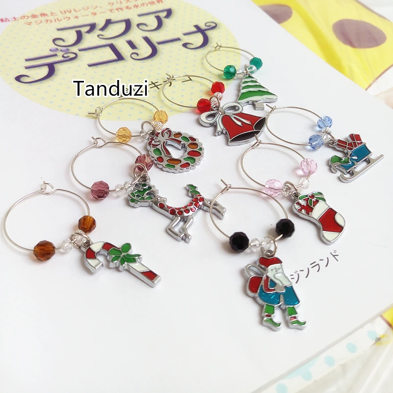 Tanduzi 8PCS/lot Original Wine Glass Art Charm Christmas Decoration Wedding Party Banquet Table Goblet Accessory Home Decor | Дом и сад