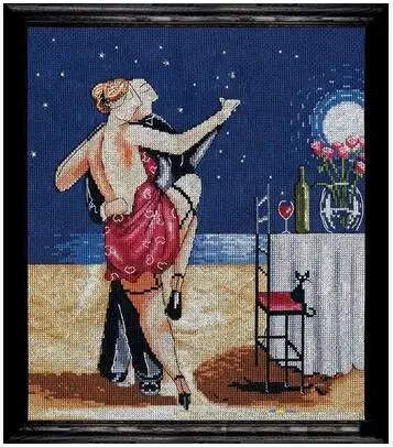 Amishop Top Quality Beautiful Lovely Counted Cross Stitch Kit Tango At Starry Night Dancing Dance Design Works