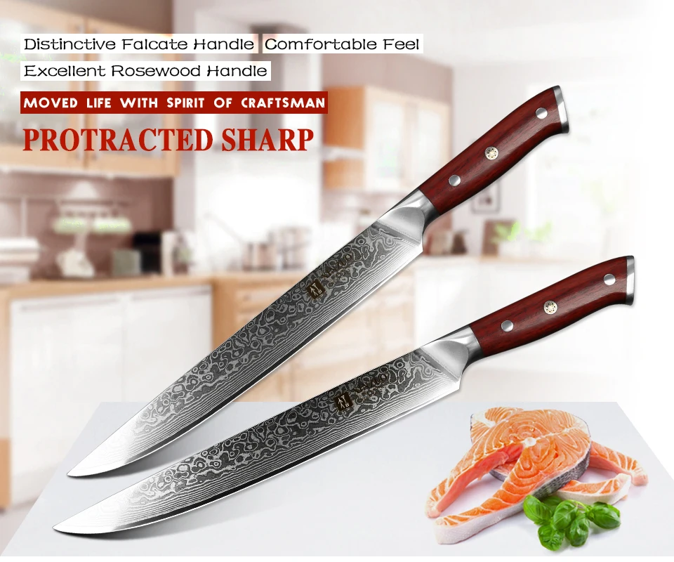 XINZUO 1" дюймовый нож для нарезки мяса из японской дамасской стали нож для мяса с ручкой из черного дерева профессиональные ножи для шеф-повара сашими суши