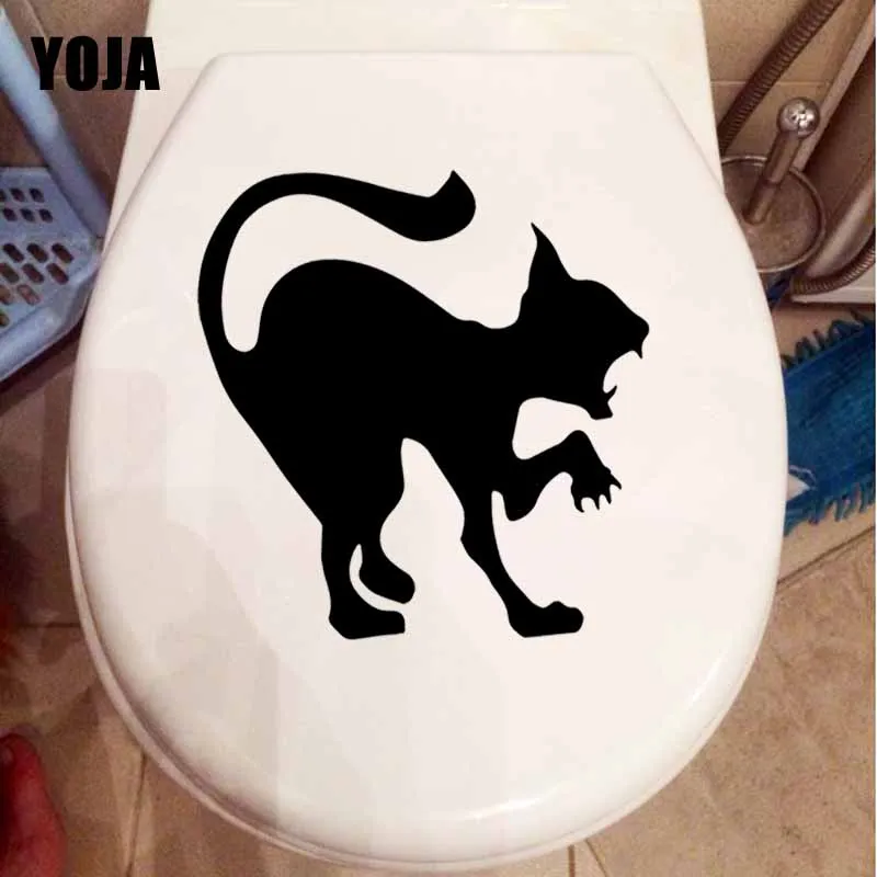 

YOJA 22.7X24.5CM страшный кот наклейки на стену сиденье для унитаза Декоративные наклейки для дома T5-0092