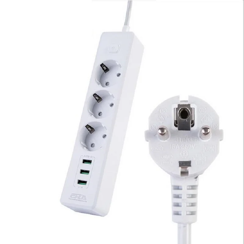 Europ сетевой шнур usb зарядное устройство умная розетка-удлинитель ЕС вилка 3 выхода 3USB зарядное устройство настенное зарядное устройство адаптер для телефона