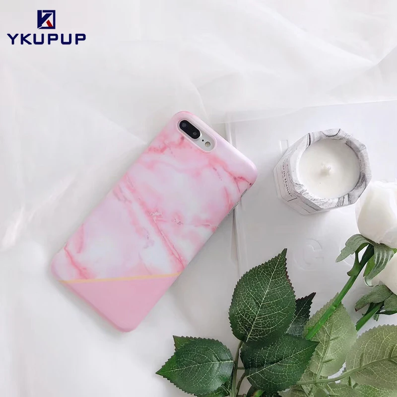 Ykupup моды сращивания розовый телефонные чехлы под мрамор для iphone x чехол 6s 8 7 plus