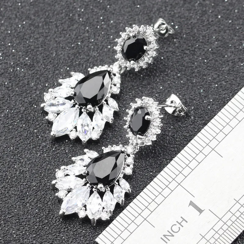 Для женщин Свадебные украшения набор для 925 Серебряный Цвет штамп черный