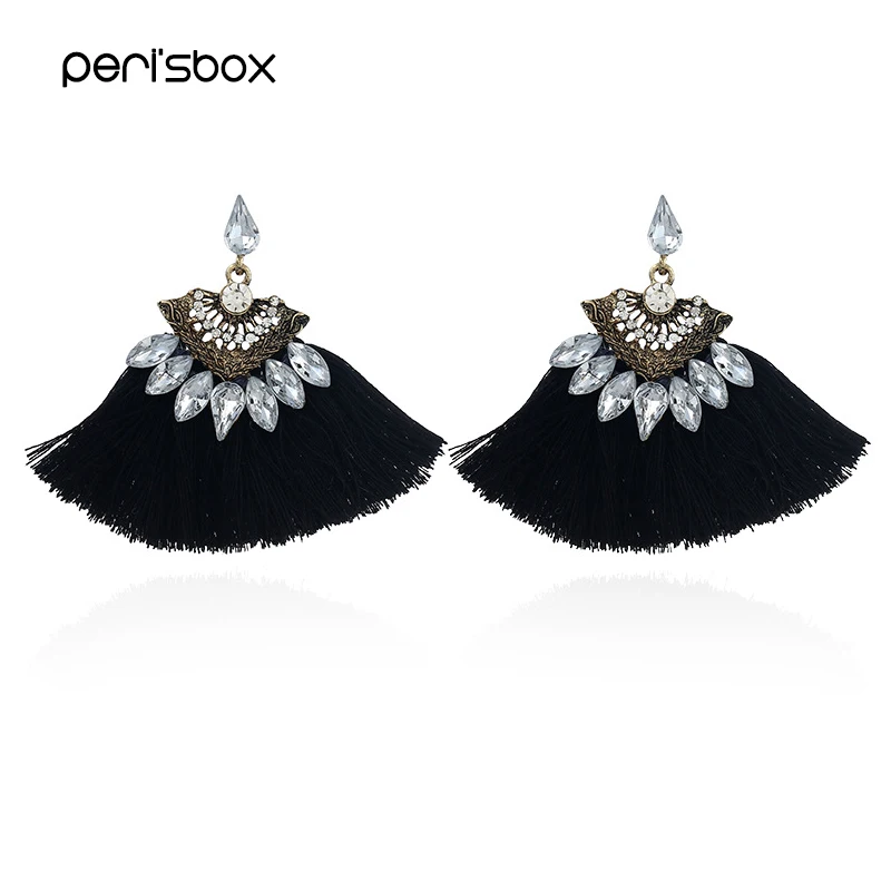 Peri'sBox богемная подвесная многокаменная деревянная Серьга для женщин, красочные длинные племенные серьги с кисточками, висячие серьги, смешанный дизайн