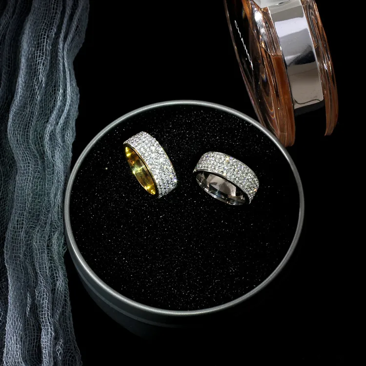 MANGOPIE8mm серебро Кольца из нержавейки с Камень Циркон для женщин и мужчин цельным