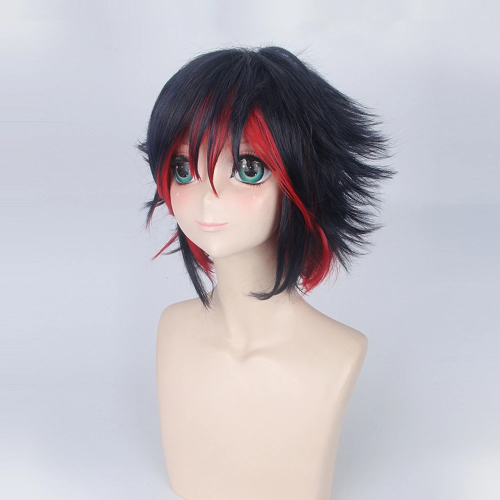 30cm KILL la KILL Ryuuko Matoi Black Blue Red Ombre Short Cosplay Wig Heat Resistant Synthetic Hair Peruca Costume Wigs Women