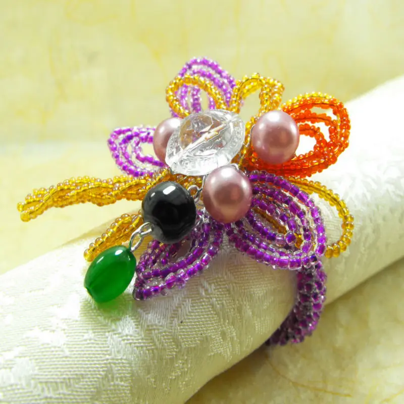 

beaded christmas napkin ring , napkin holder,