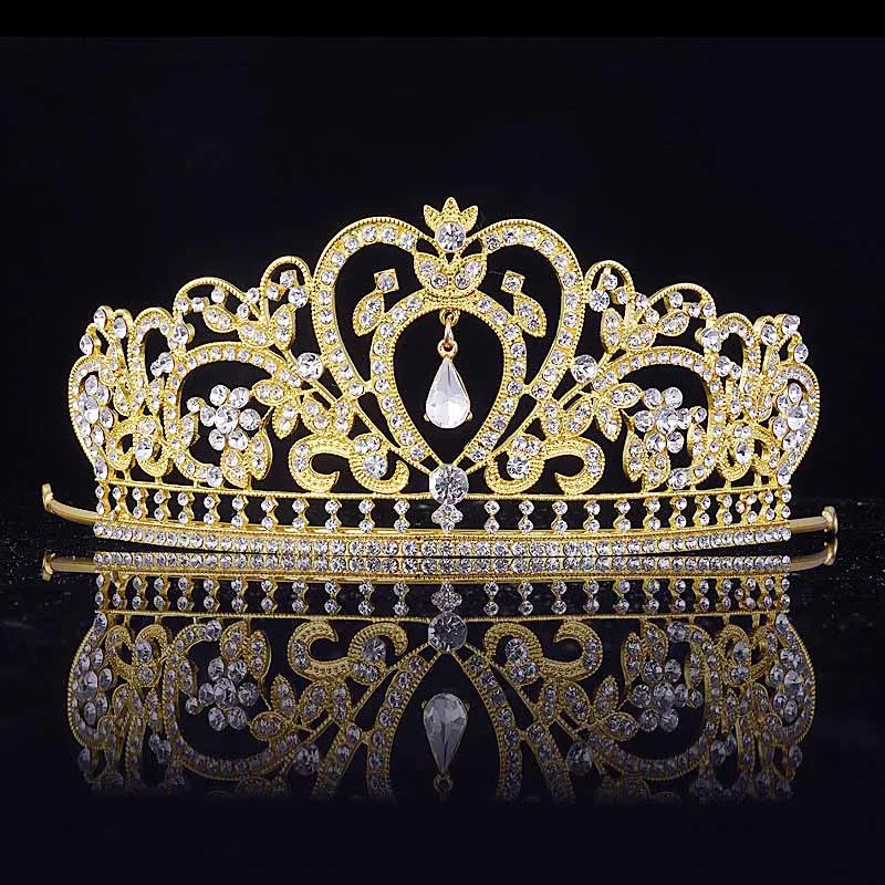 crown Модные большие полые кристалл свадебная диадема Стразы queen диадемы и короны ободки для невесты ювелирные изделия для волос женские аксессуары - Окраска металла: crown