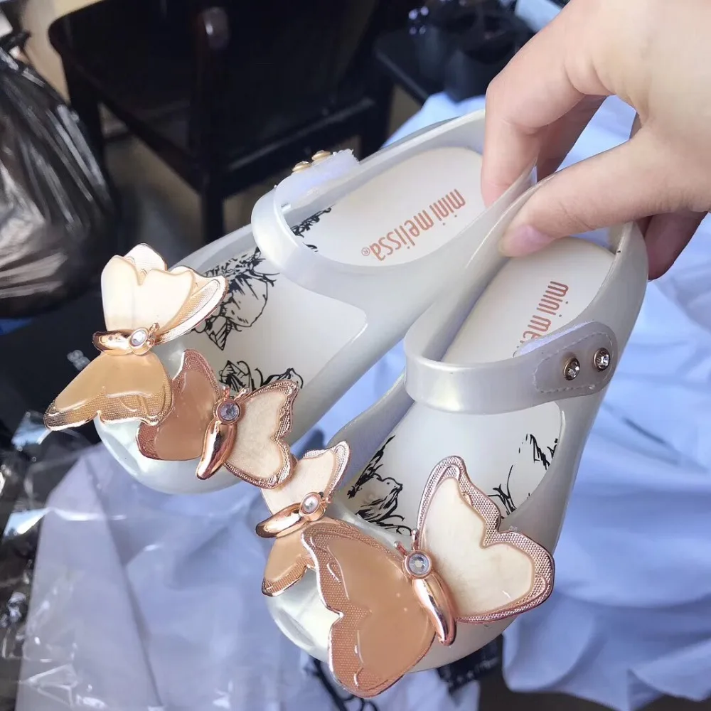 Мини сандалии для девочек Melissa с бабочками новые оригинальные прозрачные детские