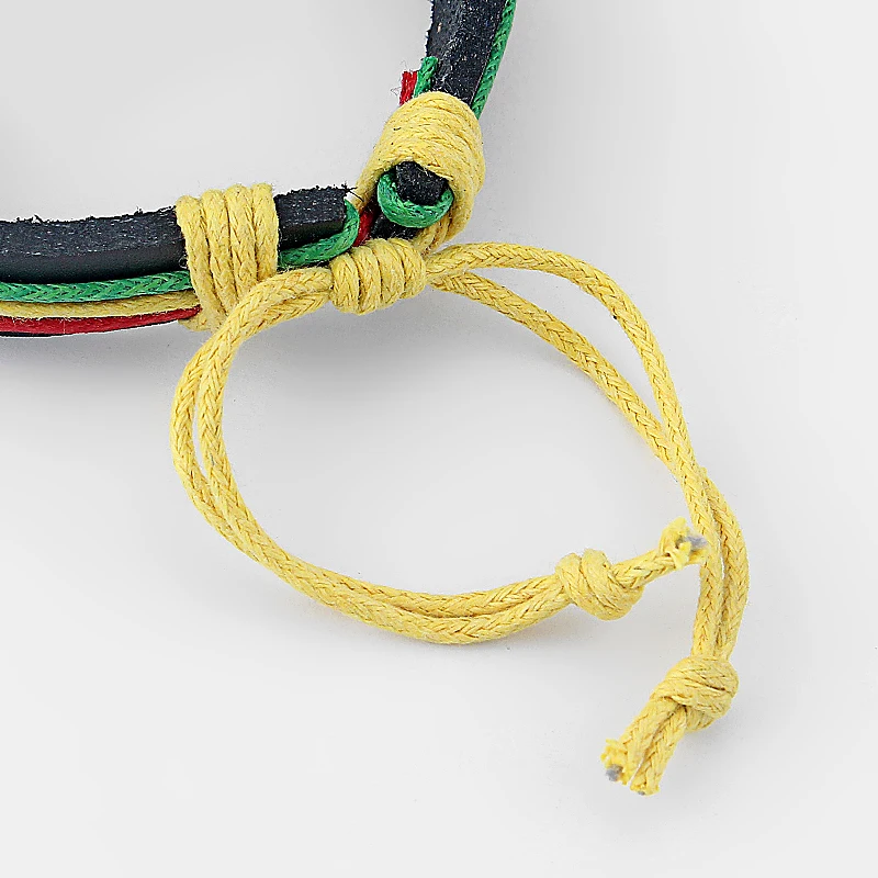 5 шт. Rasta воск шнур горшок лист травы очарование черный кожаный браслет для