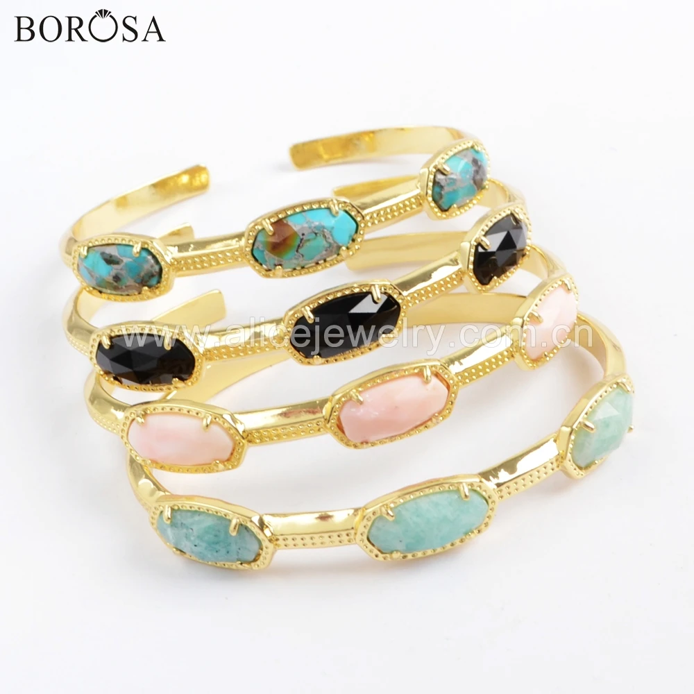 BOROSA 4 шт женский браслет с натуральными камнями натуральный белый корпус chrysoprase
