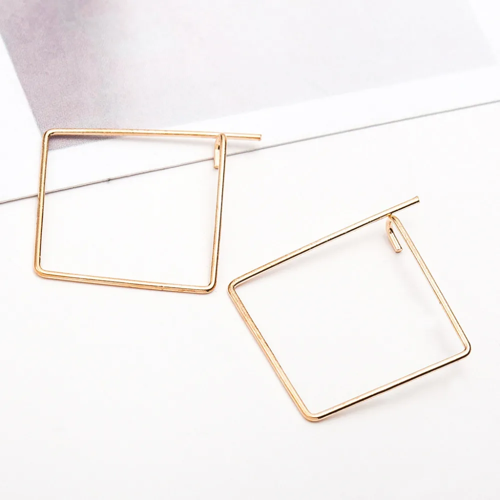 Золотые серебряные черные квадратные серьги кольца простые петли женские