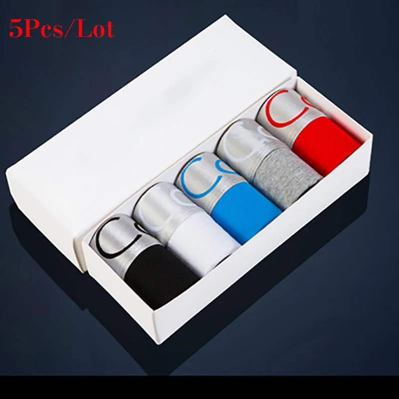 5Pcs-M Новые хлопковые шорты, мужское дышащее нижнее белье, мягкие боксеры, мужские однотонные боксеры, шорты размера плюс, мужские боксеры, нижнее белье, трусы - Цвет: 5Pcs-M