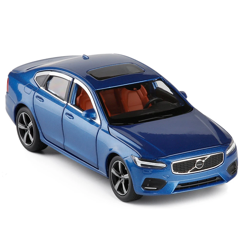 Blue 1:32 VOLVO S90 музыкальная с подсветкой машина литые игрушечные машинки модель автомобиля с горячим колесом двери автомобиля можно открыть игрушку - Цвет: Blue