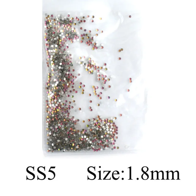 Rainbow SS5 1440pcs 1440 шт Разноцветные стеклянные стразы для ногтей AB радужные цвета с плоской задней поверхностью Кристальные 3D блестящие амулеты для маникюра украшения для ногтей - Цвет: Rainbow SS5 1440pcs