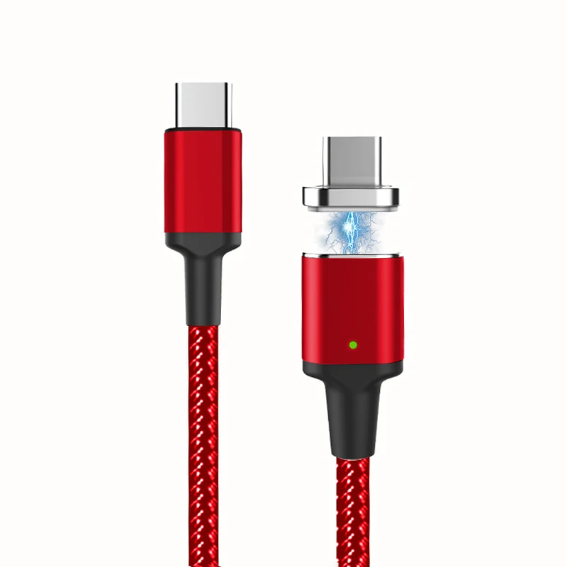 Красный Магнитный кабель usb type C PD 100 Вт 5А, супер быстрый кабель для зарядки и передачи данных 1,8 м для MacBook Pro магнитная зарядка повербанк samsung Galaxy S10 S9 huawei P30 USB-C магнитный кабель - Цвет: Красный