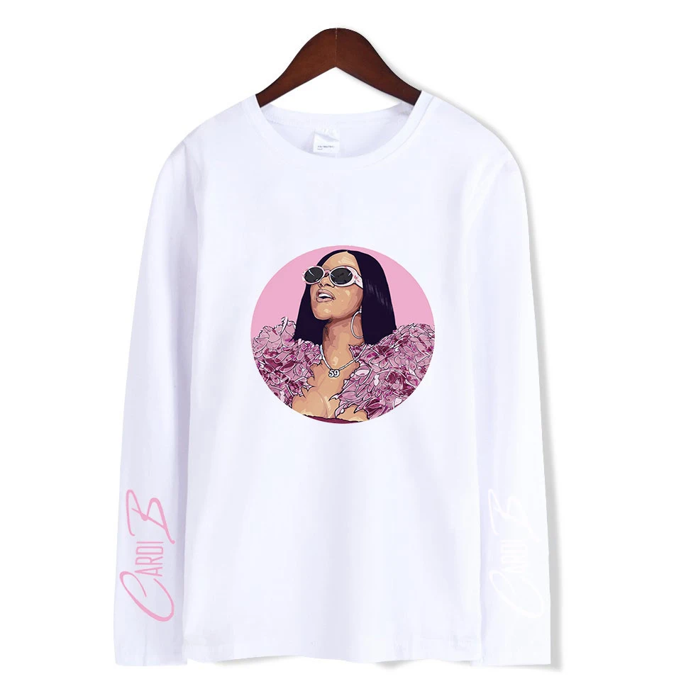 Cardi B стильная мягкая женская футболка с круглым воротником популярный классный