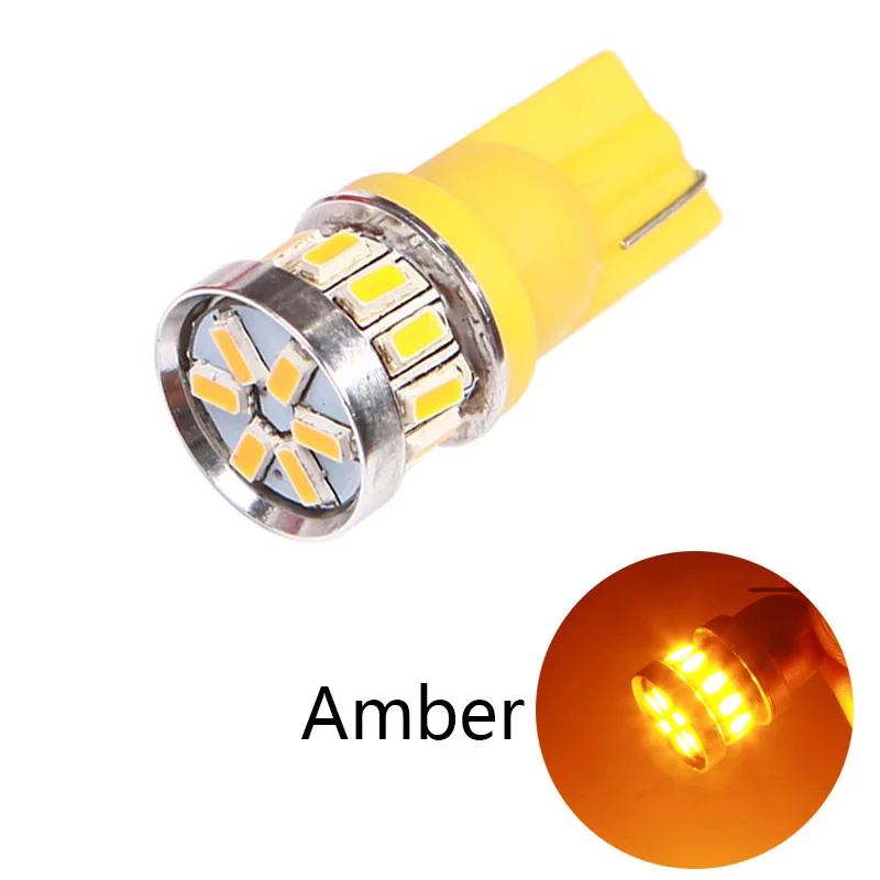 T10 18SMD Amber RXZ 1 шт w5w led T10 светодиодные лампочки Canbus 18SMD 3014 для парковки, сигнальный фонарь, внутренняя Карта Купол фары Дневные ходовые огни 12V Белый Амер яркий - Испускаемый цвет: T10 18SMD Amber