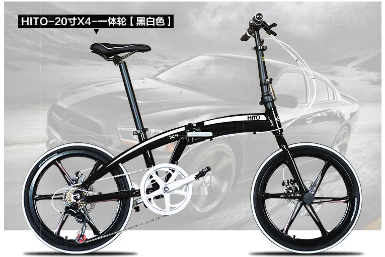 HITO bike aluminum alloy frame 20 inch folding bicycle 7 speed double disc brake Foldable pedal MTB road 140-185cm rider |