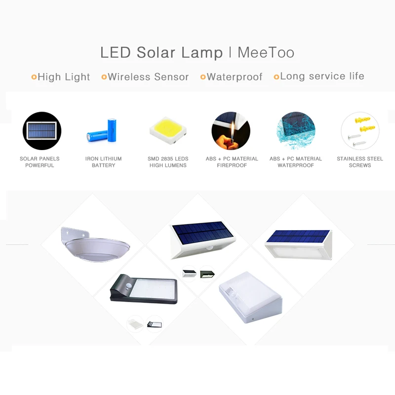 MeeToo Наружное освещение Светодиодный светильник на солнечной батарее Солнечный