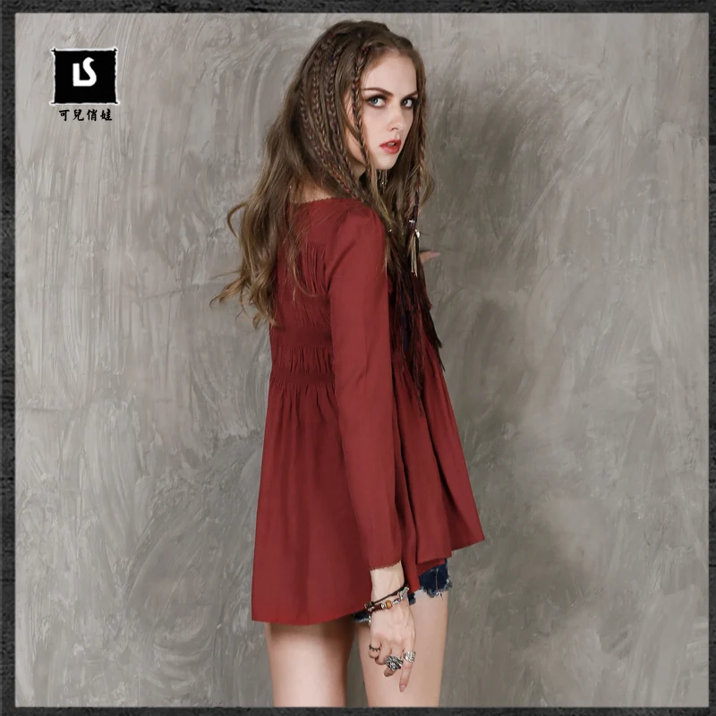 Для женщин Блузки для малышек 2018 Кир Винтаж хлопок белье Асимметричный пальто с