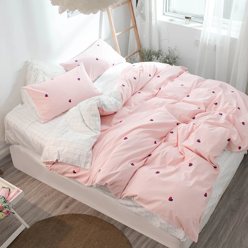 Медленно Dream Fresh Стиль розовый Постельное белье 100% хлопок домашний Texties сердце