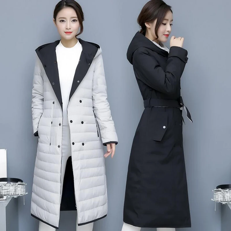 Новинка 2018 зимние пальто женская Двусторонняя тонкая легкая светильник ховая