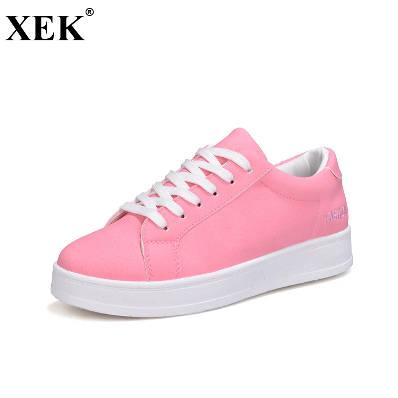 

XEK Breathable Woman Casual Shoes 2018 Lacing Flat Bottom Sneakers Women New Fashion Spring Summer Platform Shoes Women JH216