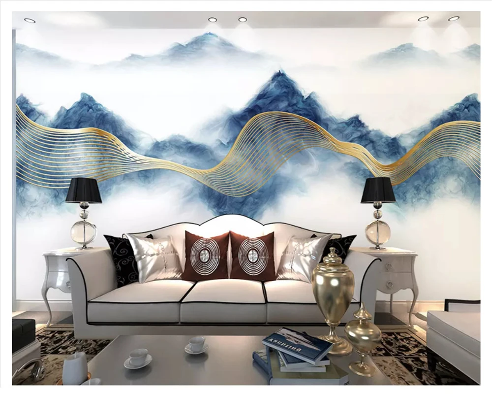 

beibehang Modern thick three-dimensional silky papel de parede 3d wallpaper simple abstract lines ink landscape smoke background