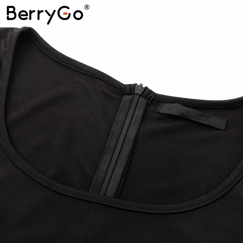 BerryGo элегантное мини-платье с u-образным вырезом, женское Красное Облегающее платье с рукавом-фонариком, Осеннее зимнее сексуальное модное короткое платье vestidos