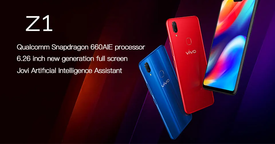 Мобильный телефон Vivo Z1, 6,26 дюймов, 6 ГБ ОЗУ, 64 Гб ПЗУ, Восьмиядерный процессор Snapdragon 660, полный экран, Android 8,1, две камеры, смартфон с функцией распознавания лица