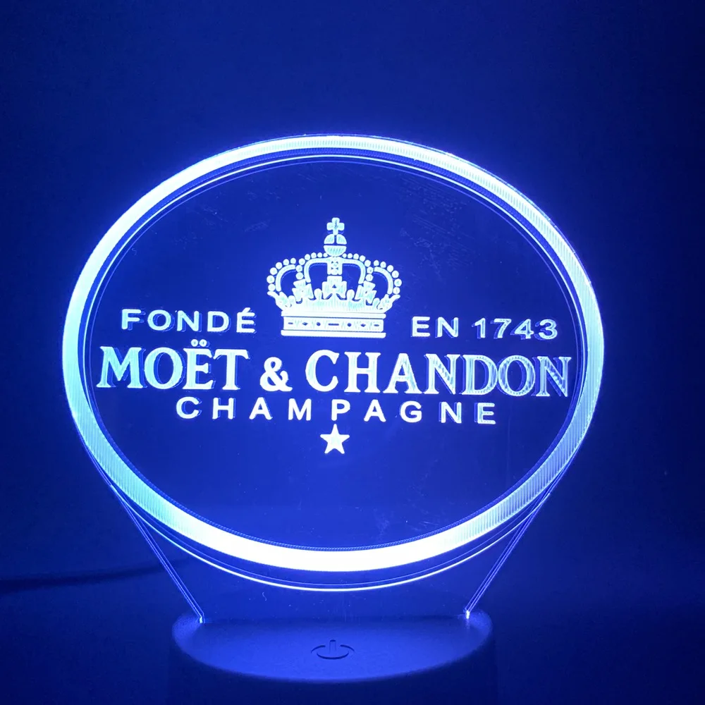 Moet Et Chandon 3d светодиодный Ночной светильник, подарок для клиентов, друзей, детский Ночной светильник, Usb или на батарейках, Офисная декоративная лампа 3D