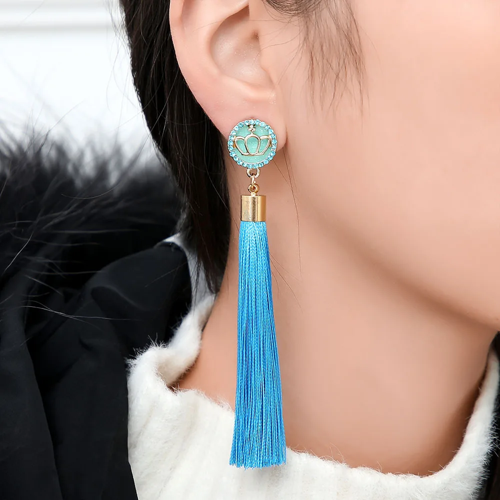 Женские винтажные этнические массивные Серьги кисточки Boho с бахромой богемные