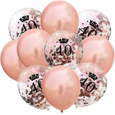 30 Rose 10 шт./лот розовое золото 1/18/21/30/40/50/60/70/80/90 воздушный шар "Конфетти" для День рождения украшения - Цвет: 30 Rose