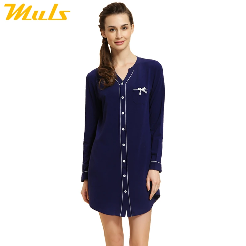 Красота Ночное платье с длинными рукавами рубашка Виктория Розовый V шеи