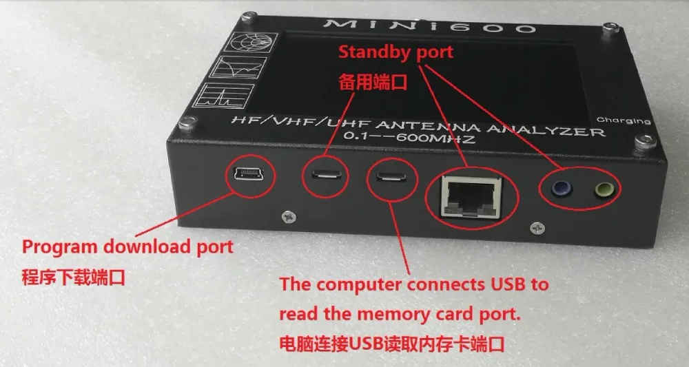 Новое поступление Mini600 4," сенсорный lcd 0,1-600 MHz HF/VHF/UHF ANT КСВ Антенный Анализатор метр+ батарея