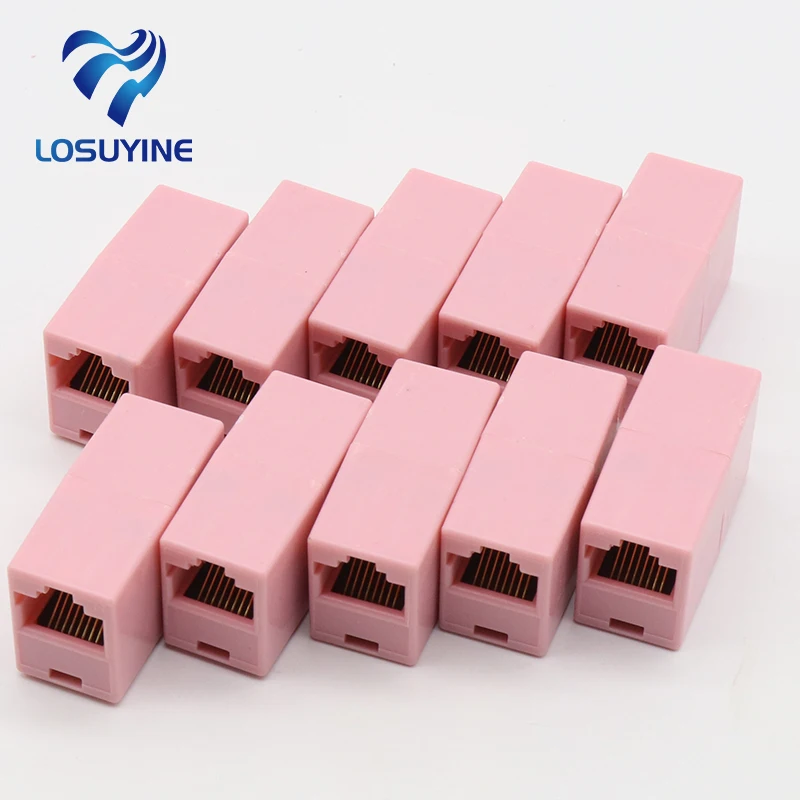 

IMC Hot 10 Pcs RJ45 8P8C Red Double Ports Female Plug Telephone Connector