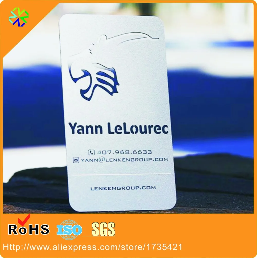 85*54*0.3mm Aluminum/ stainless steel metal business card,embossed white metal cards