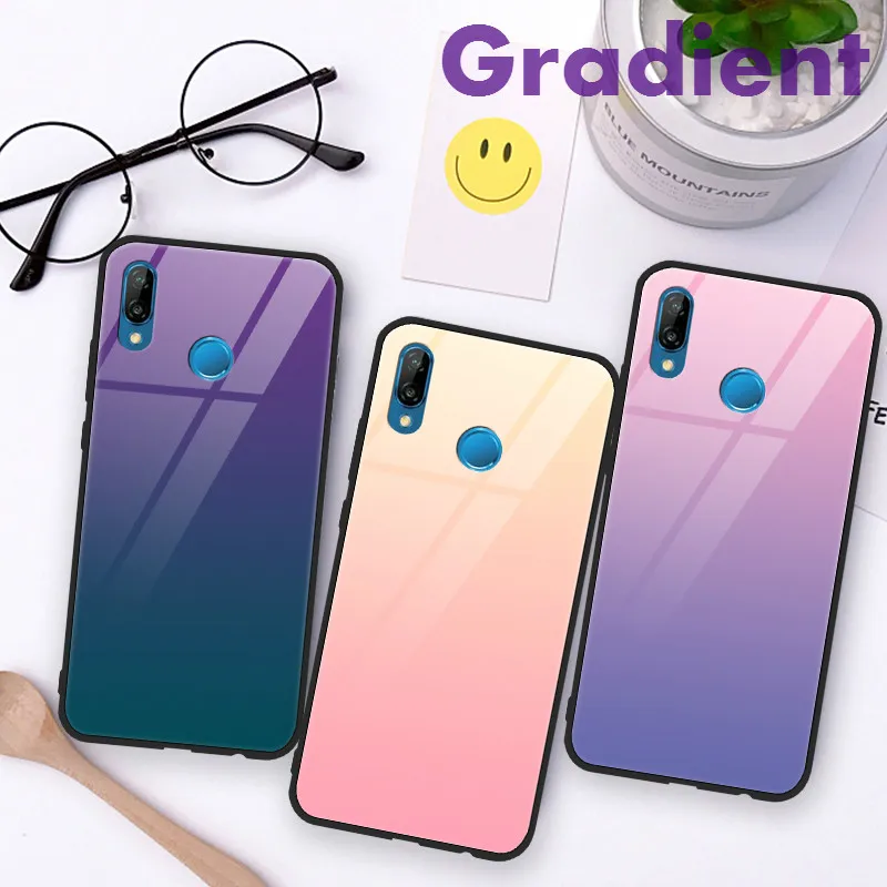 Градиентный телефонный чехол для huawei Y5 Y9 Y6 Y7 рro рrime P30 P20 Pro Lite красочные Стекло крышка чехол для Honor 8S 8A 8X 10i 20i