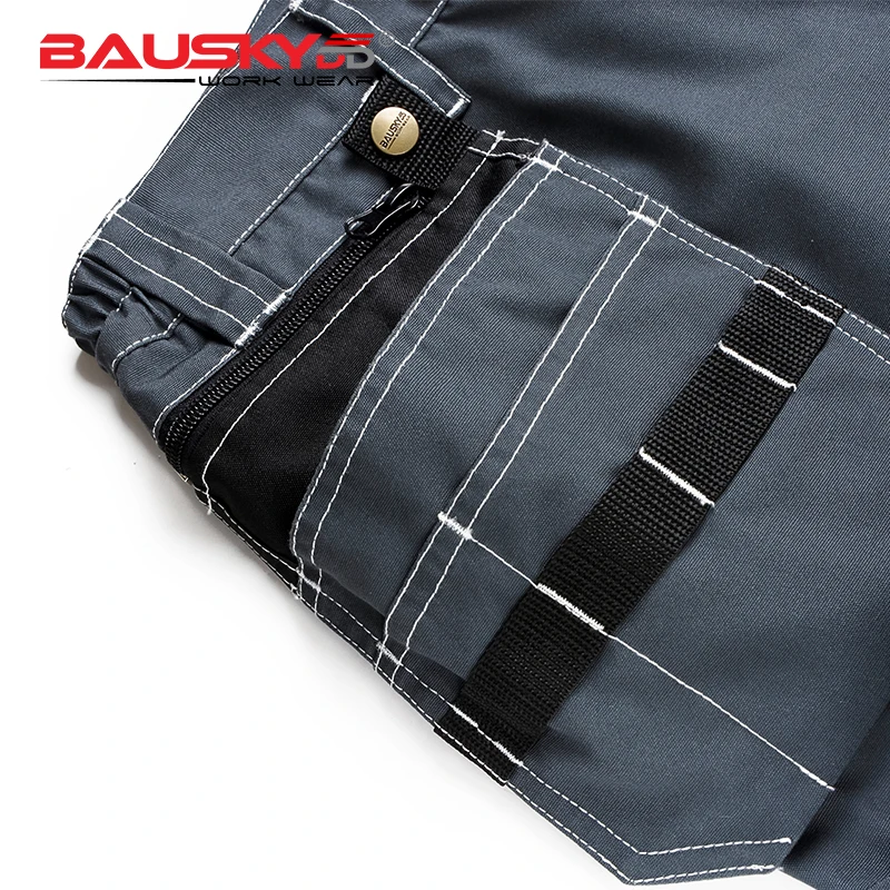 Bauskydd B219 рабочие короткие штаны мужские рабочие Брюки Черные Серые летние многофункциональные карманы прочные и износостойкие