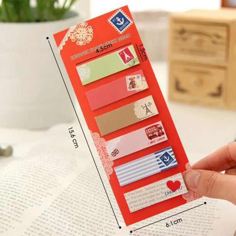 

1-Pack National Flag / Cartoon Animal / Rose / Vintage Sticky Notes , Kawaii Memo It as Bookmark Stickers
