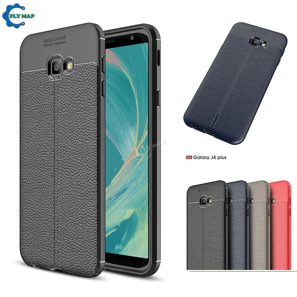 Soft Cover for Samsung Galaxy J4 Plus SM J415F J415FN/DS SM-J415F SM-J415FN/DS J4Plus Litchi Leather Grained Silicon Phone Case |