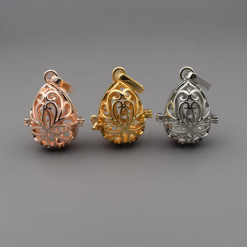 

6pcs Silver Tone Mixed Style Copper Pearl Beads Cage Locket Charms Essential Oil Aroma Diffuser Pendant Necklace Jewelry Making