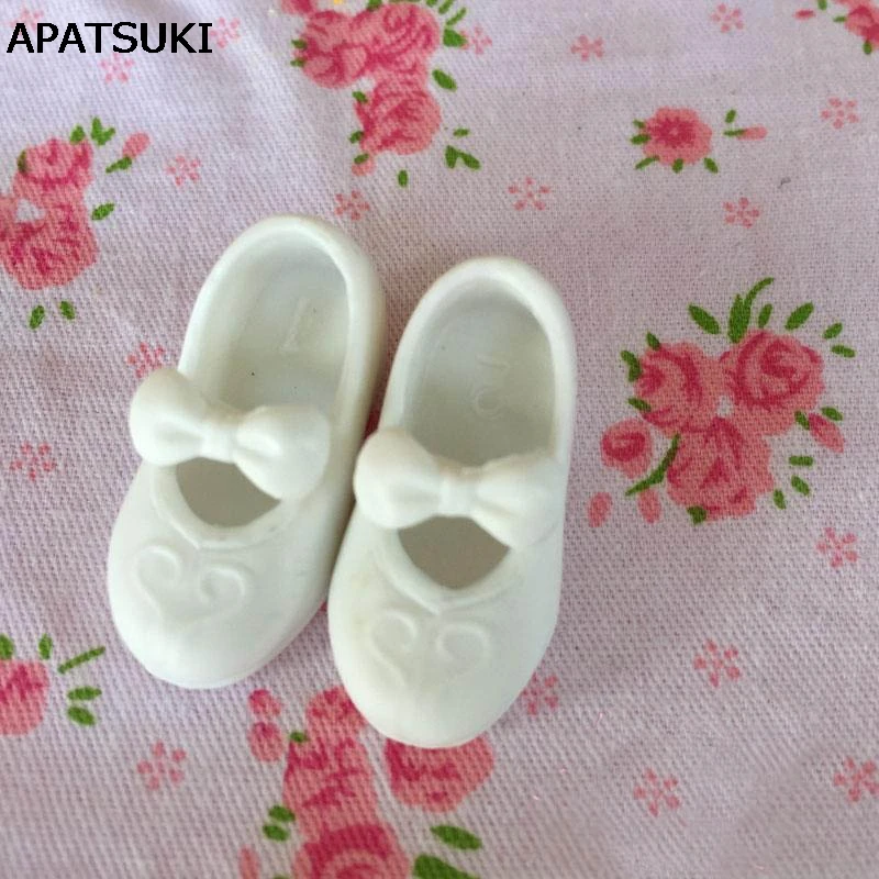 

White Pretty Bowknot Shoes For Blythe Dolls 1/6 Block Heel Shoes For Licca Doll Mini Shoes For Momoko 1/6 BJD Doll Accessories