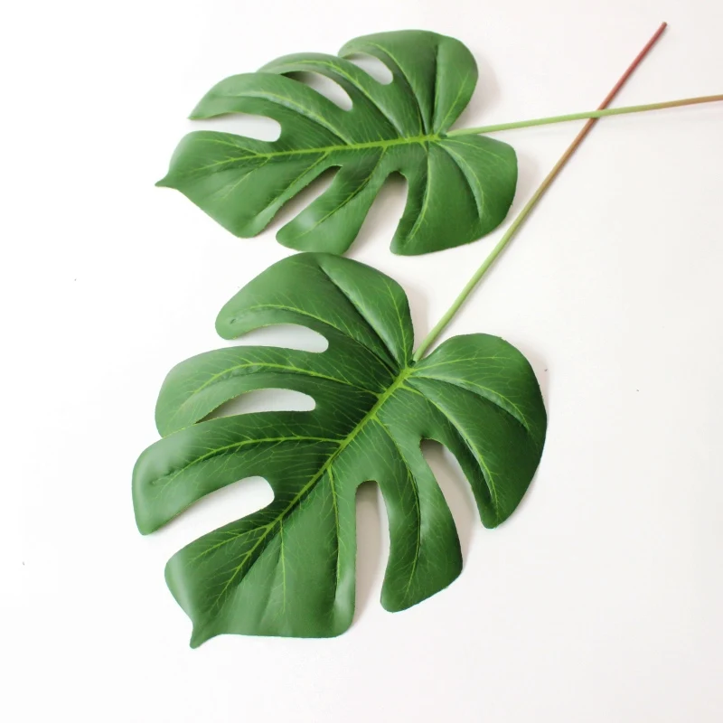 6 шт. большие искусственные поддельные Monstera листья пальмы зеленый пластиковый