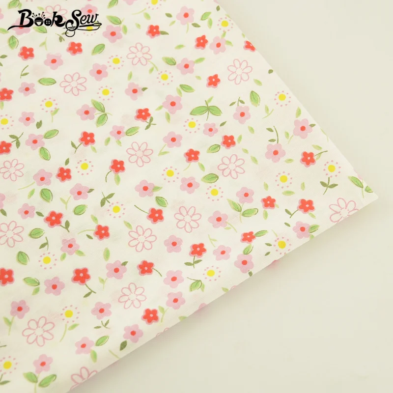 Хлопчатобумажная ткань с цветочным принтом мягкая для шитья самостоятельного