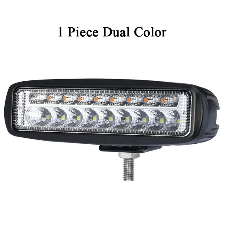 1piece Dual Color LYKAS 18 Вт 6 дюймов DRL светодиодный рабочий светильник, бар, точечный луч потока, мотоцикл, внедорожный внедорожник 4x4 ATV, дневные ходовые огни 12 24V 6000K - Цвет: 1piece Dual Color