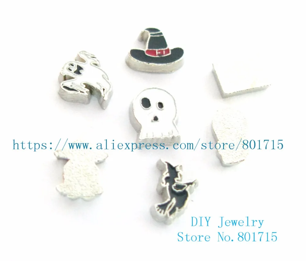 10 шт./лот смешанные стили Подвески на Хэллоуин плавающий медальон подходят для