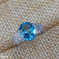 kjjeaxcmy fine jewelry 925 sterling silver inlaid with natural blue topaz stone ring micro inlaid with exotic florets fire color