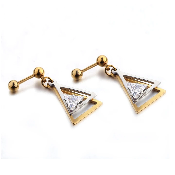 triangle gold1pair Женские модные серьги подвеска треугольная подвеска-кристалл серьги крутые квадратные круглые украшения для ушного пирсинга - Окраска металла: triangle gold1pair